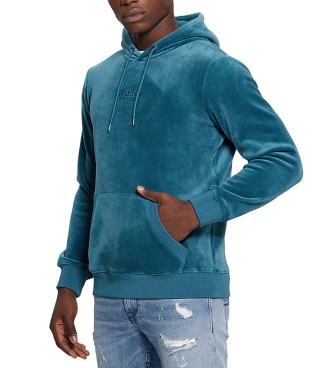 guess blue regular fit hoodie