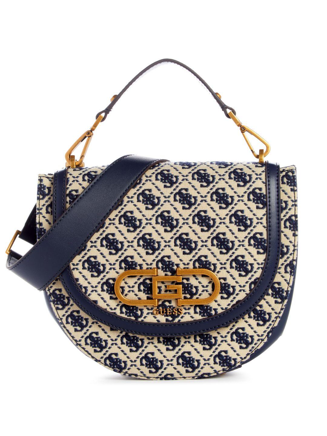 guess brand logo self design  half moon satchel bag