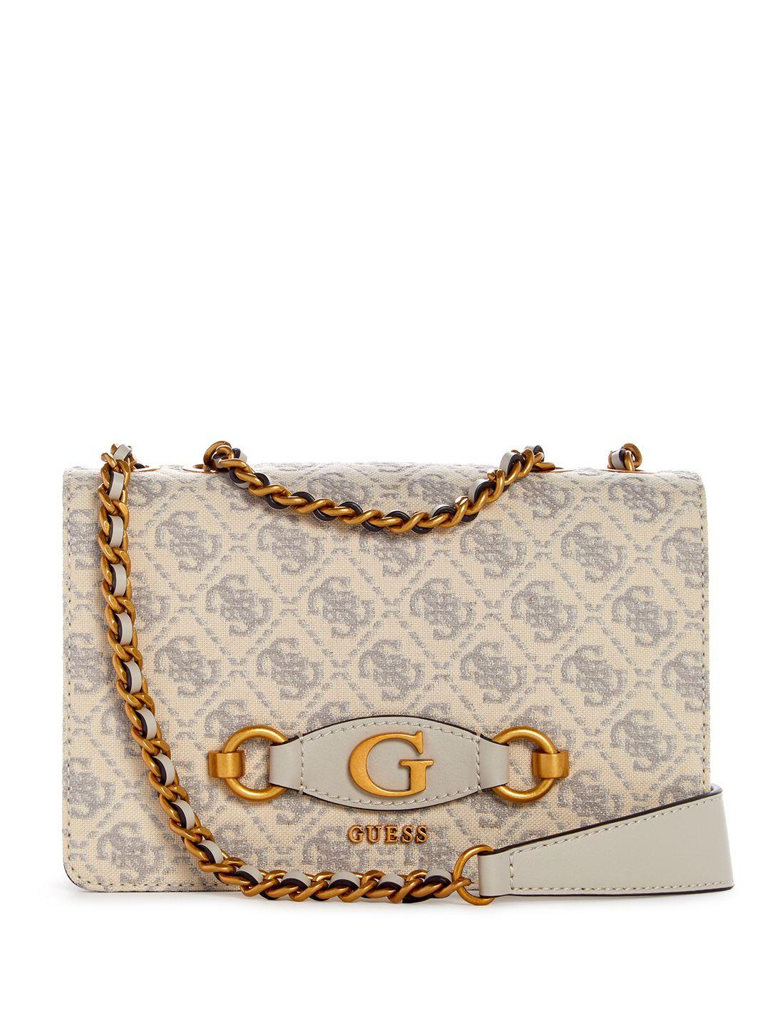 guess brand logo self design structured sling bag