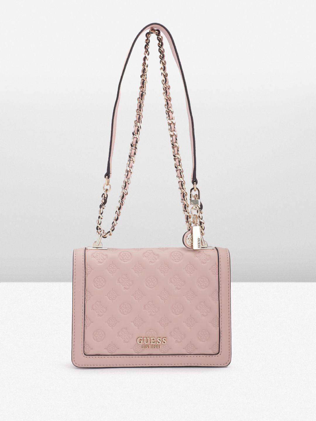 guess brand logo textured structured shoulder bag