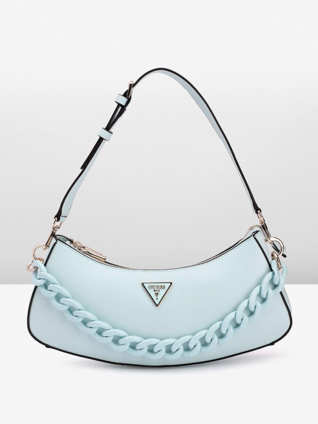 guess chain detail structured baguette bag