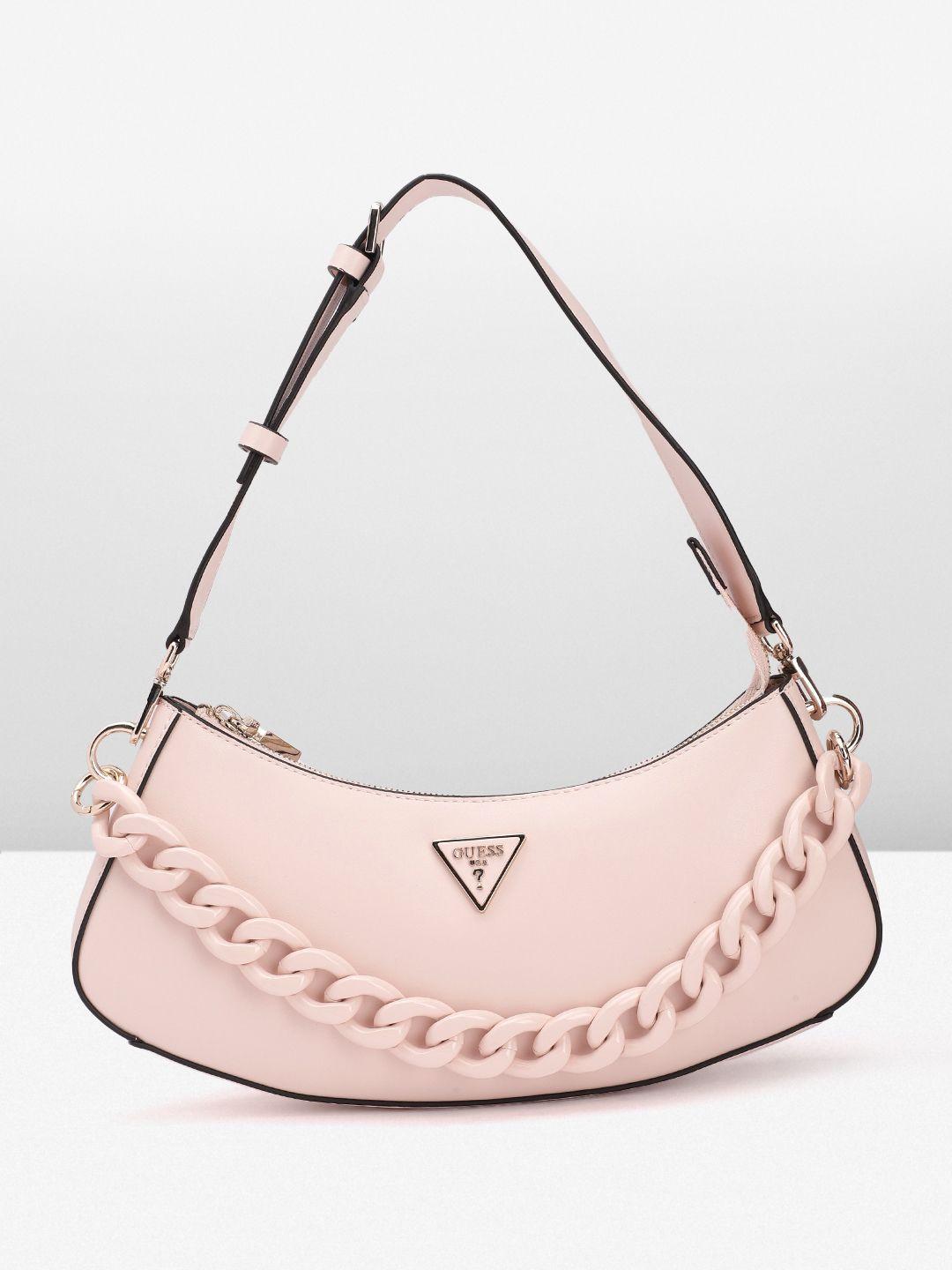 guess chain detail structured baguette bag