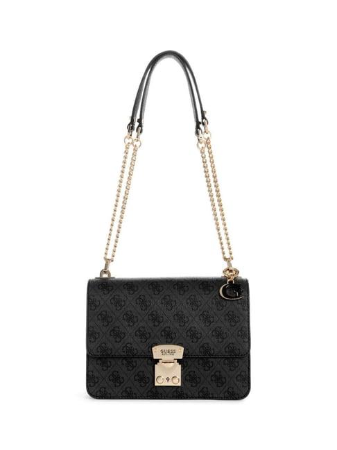 guess coal eliette printed medium shoulder bag