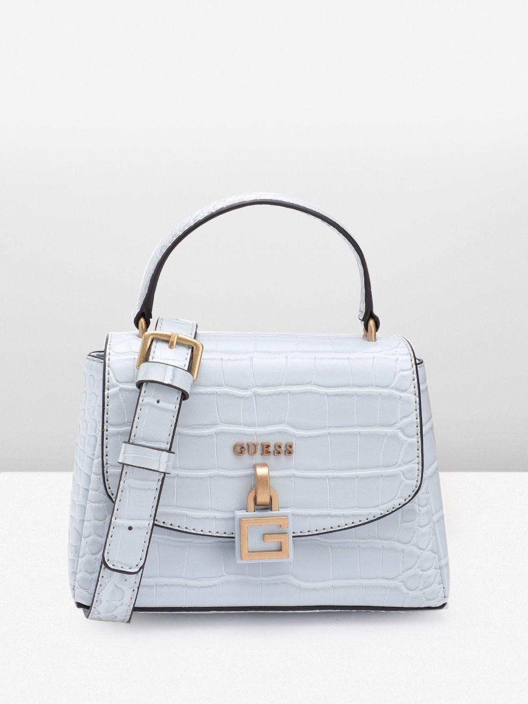 guess croc-textured structured satchel