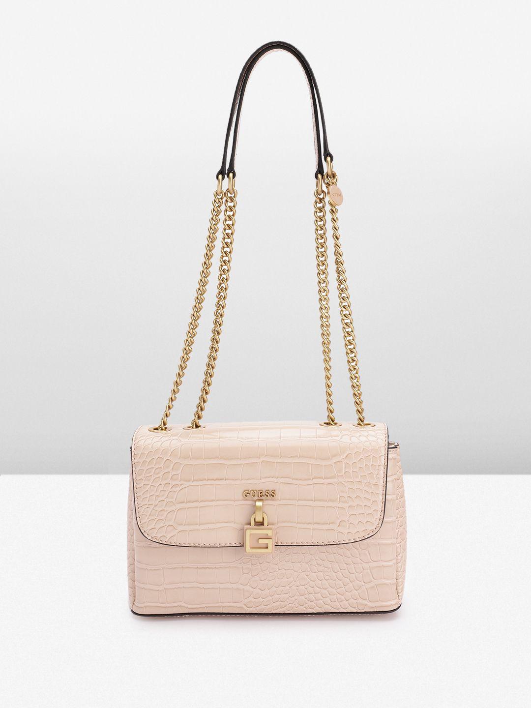 guess croc textured structured shoulder bag