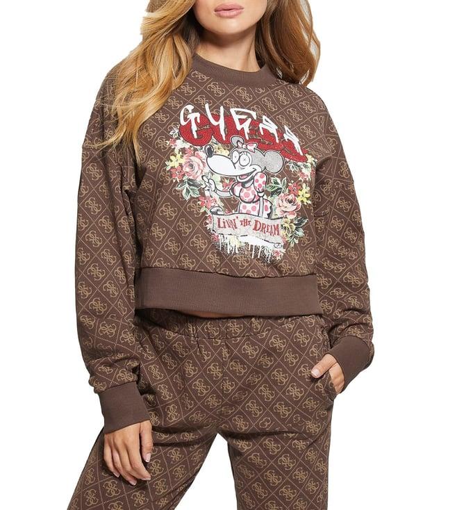 guess dark brown logo relaxed fit sweatshirt