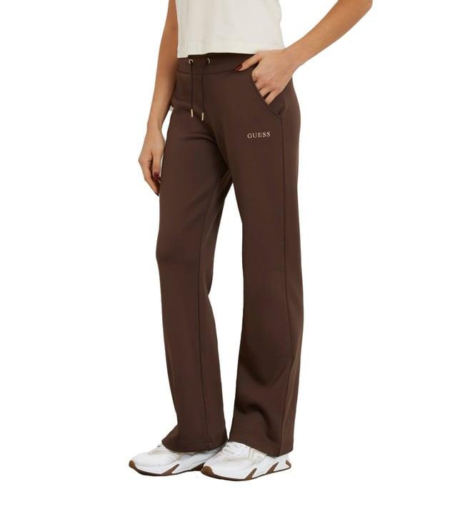 guess dark coffee briana straight fit trackpants