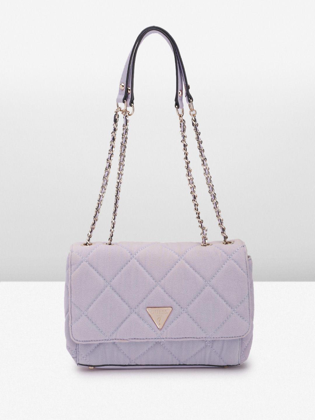 guess geometric textured structured shoulder bag with quilted detail