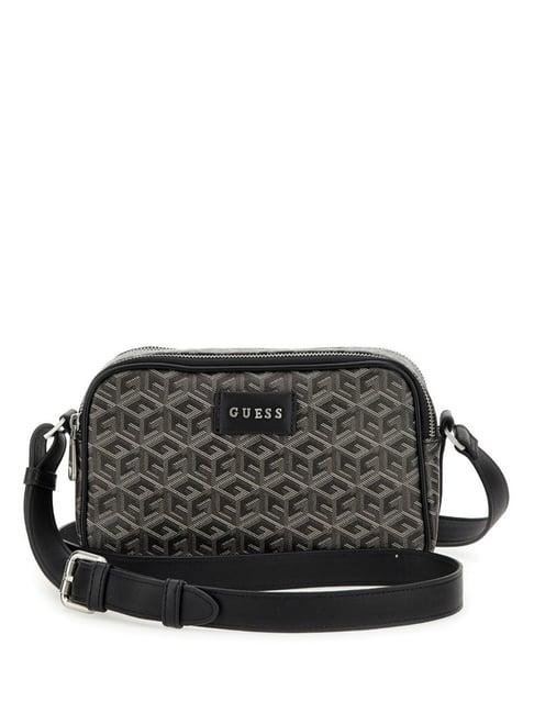 guess grey ederlo printed medium camera bag