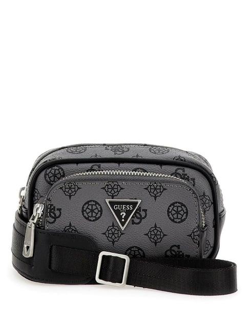 guess grey peony printed medium cross body bag