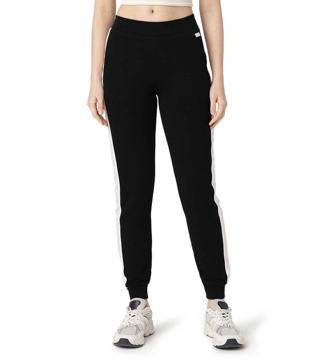 guess jet black colour-block 4g straight fit joggers