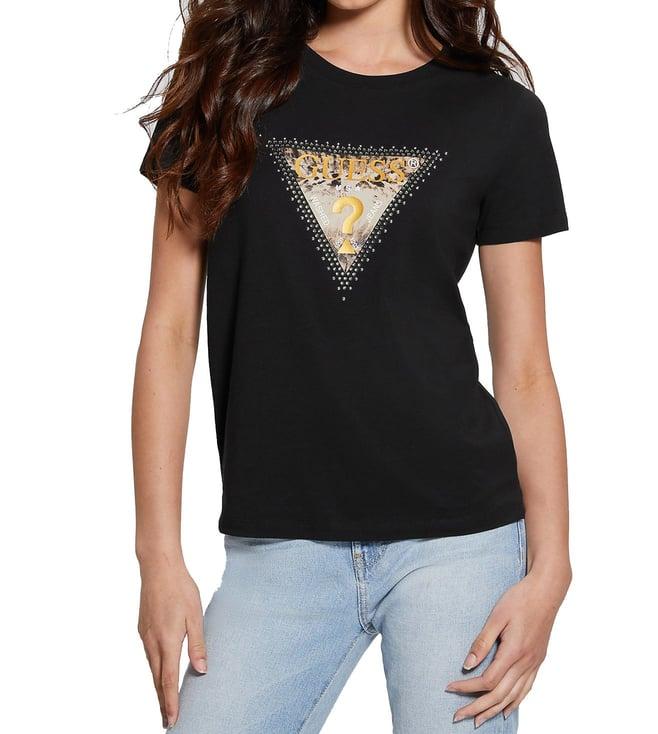 guess jet black print regular fit t-shirt