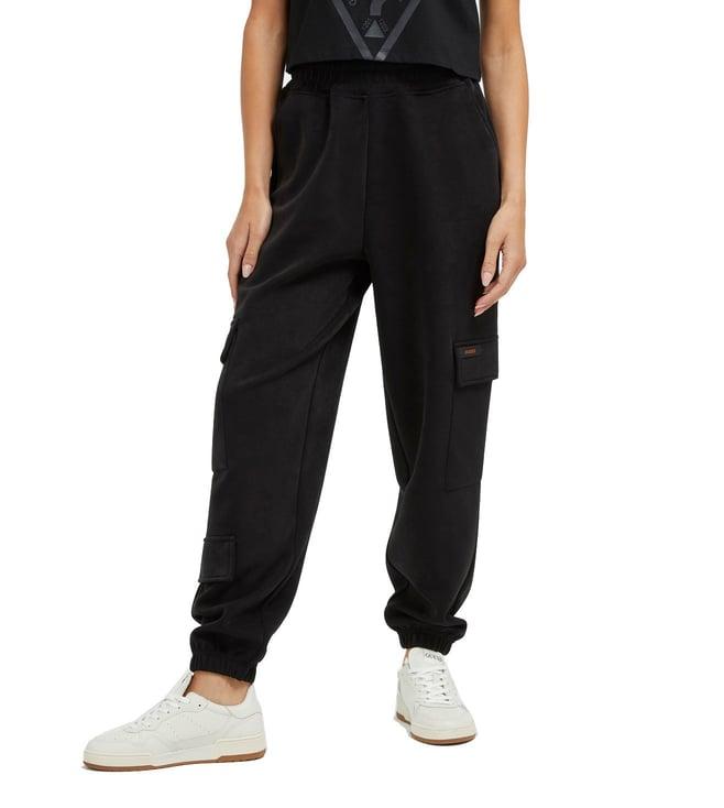 guess jet black solid euphemia cuffed leg cargos