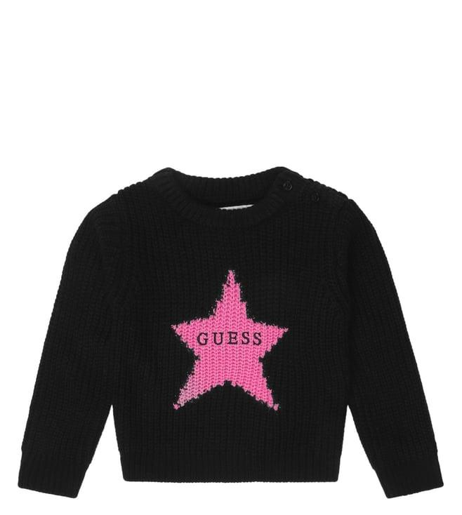 guess kids black logo regular fit sweater