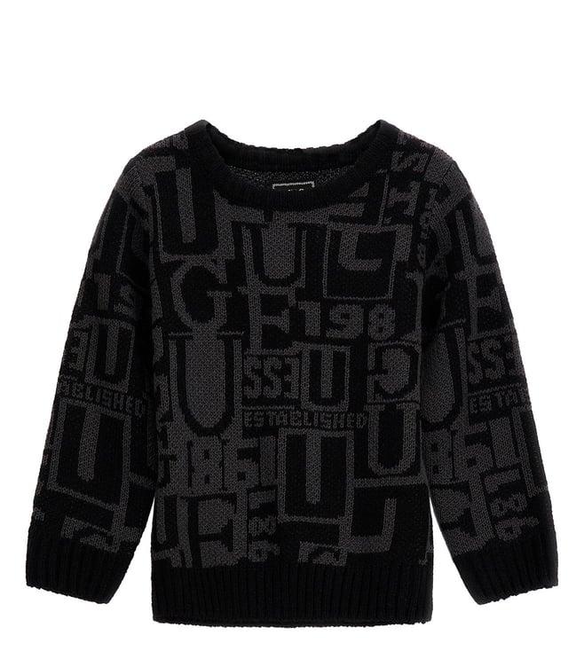 guess kids black logo regular fit sweater