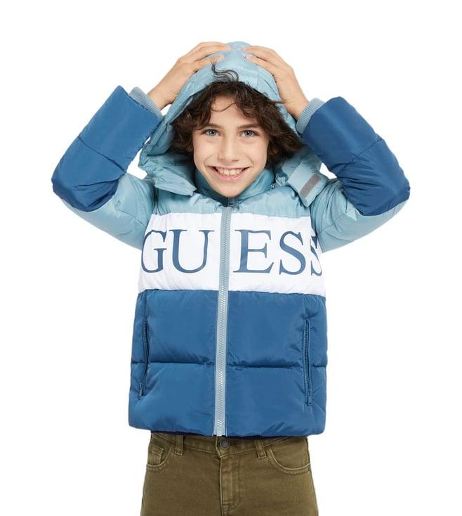 guess kids blue logo regular fit puffer jacket