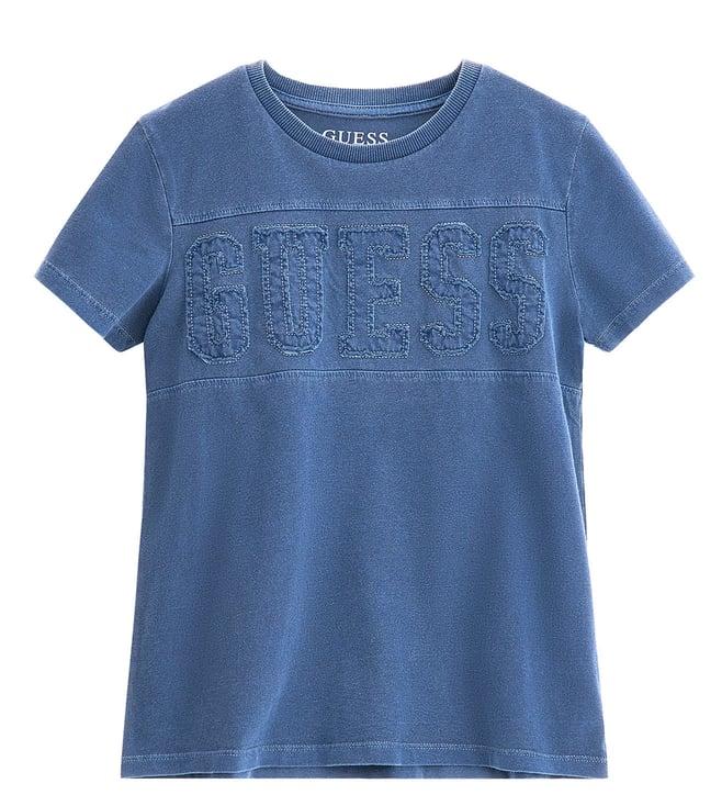 guess kids blue logo regular fit t-shirt