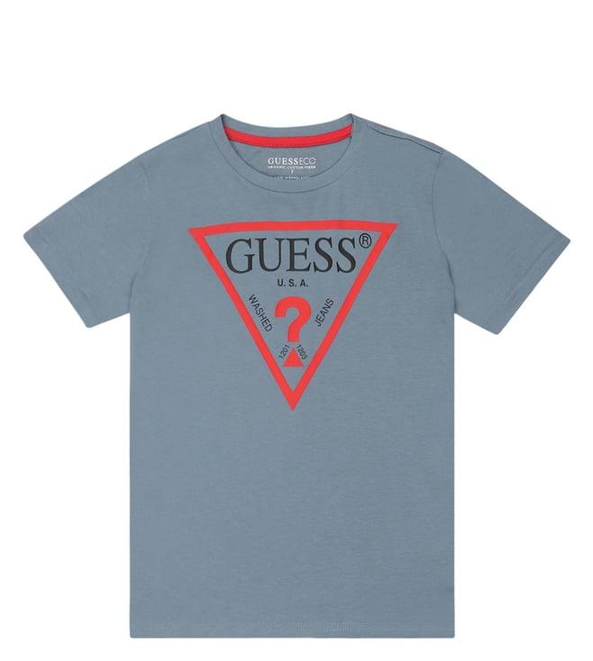 guess kids blue logo regular fit t-shirt