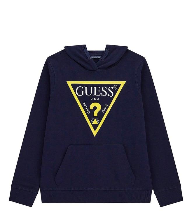 guess kids deck blue triangle logo regular fit hoodie