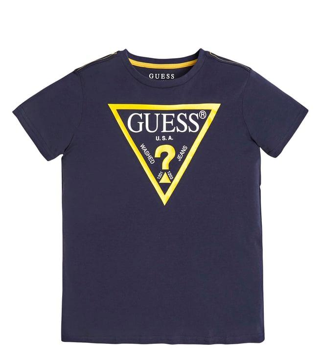 guess kids deck blue triangle logo regular fit t-shirt