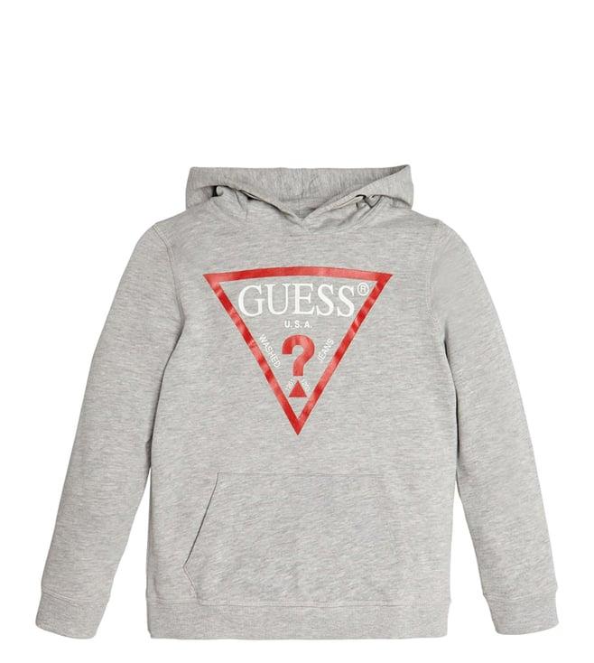 guess kids grey triangle logo regular fit hoodie