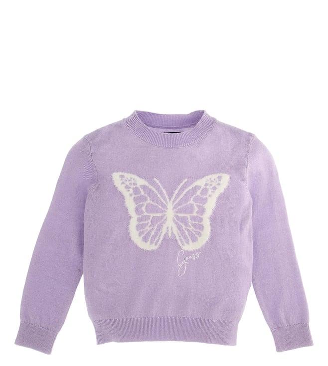 guess kids new light lilac printed regular fit sweater