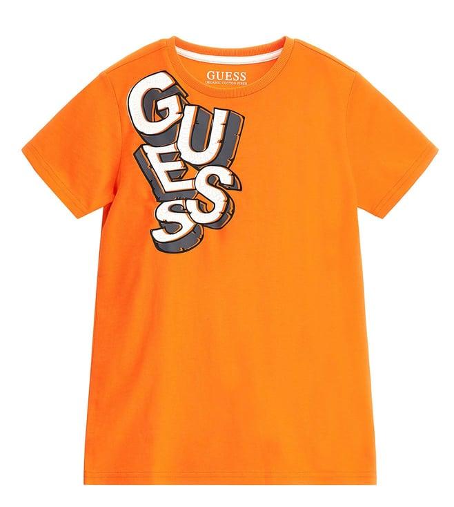 guess kids orange logo regular fit t-shirt