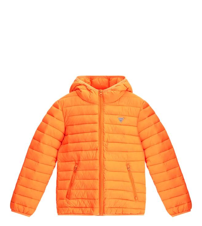guess kids orange regular fit puffer jacket