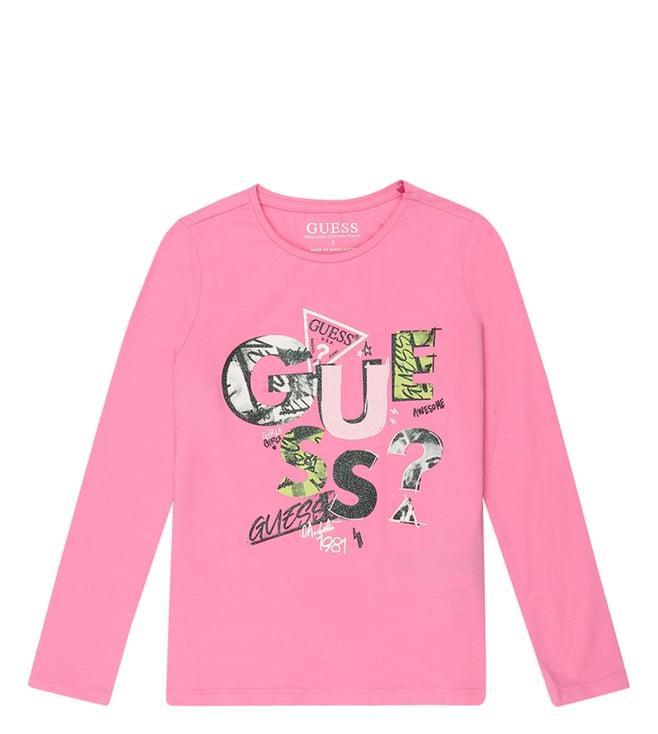 guess kids pink logo regular fit t-shirt