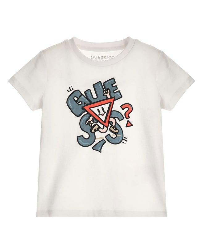 guess kids pure white logo regular fit t-shirt