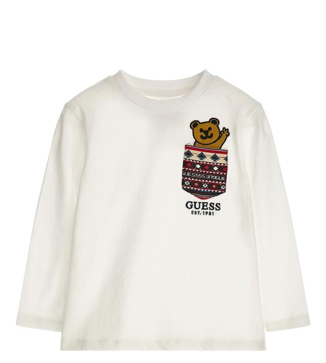 guess kids pure white logo regular fit t-shirt