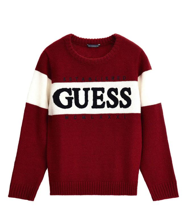 guess kids red logo regular fit sweater