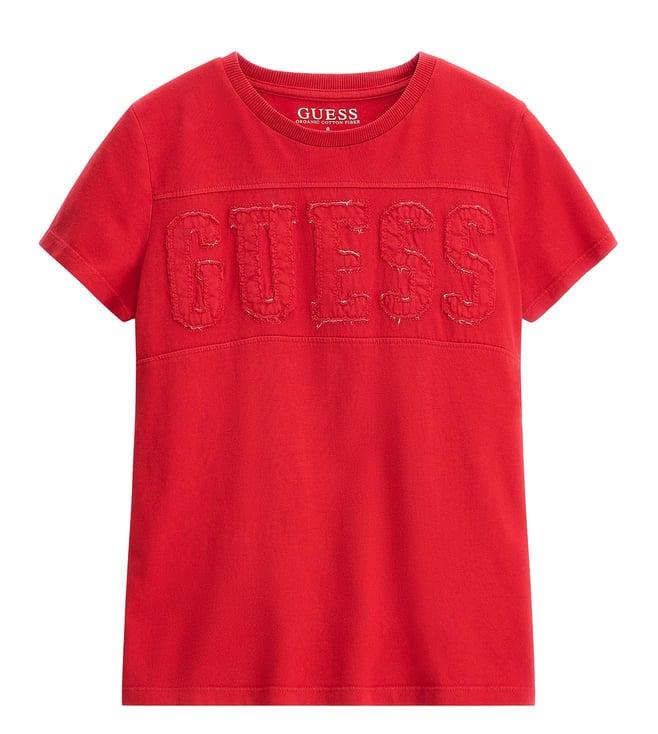 guess kids red logo regular fit t-shirt