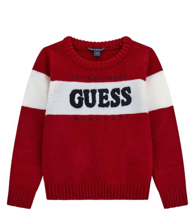 guess kids samba red vibes logo regular fit sweater