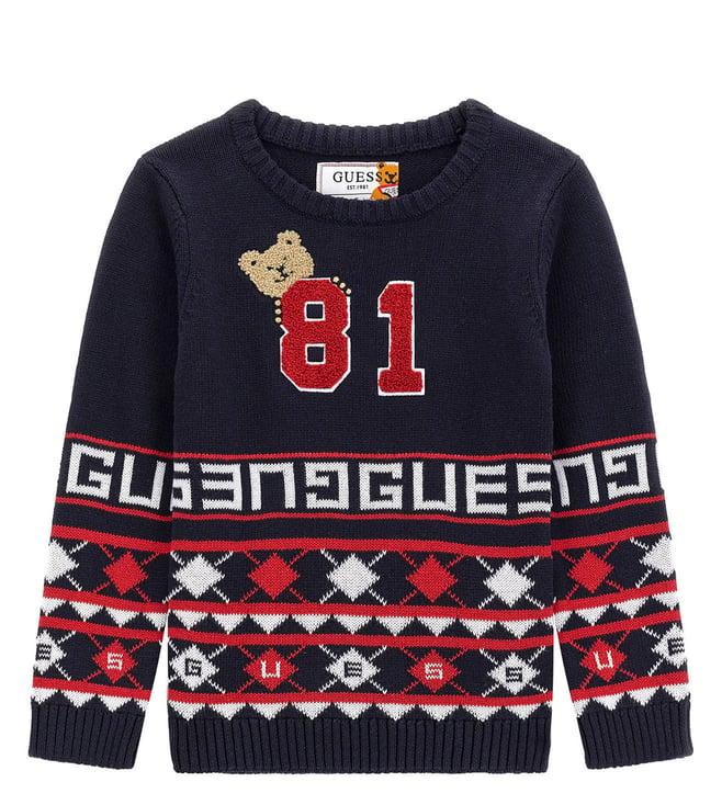 guess kids smart blue logo regular fit sweater