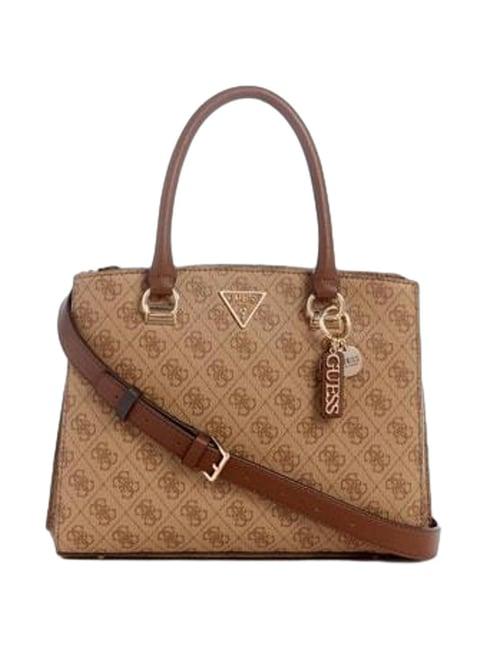 guess latte brown noelle printed girlfriend satchel