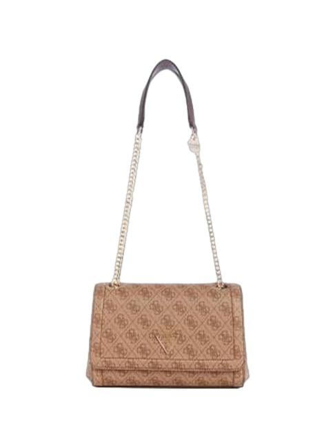 guess latte brown noelle printed shoulder bag