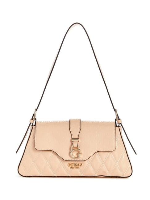 guess light peach adi quilted   shoulder bag