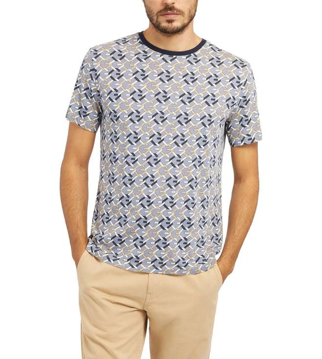 guess men's blue cotton monogram regular fit t-shirt