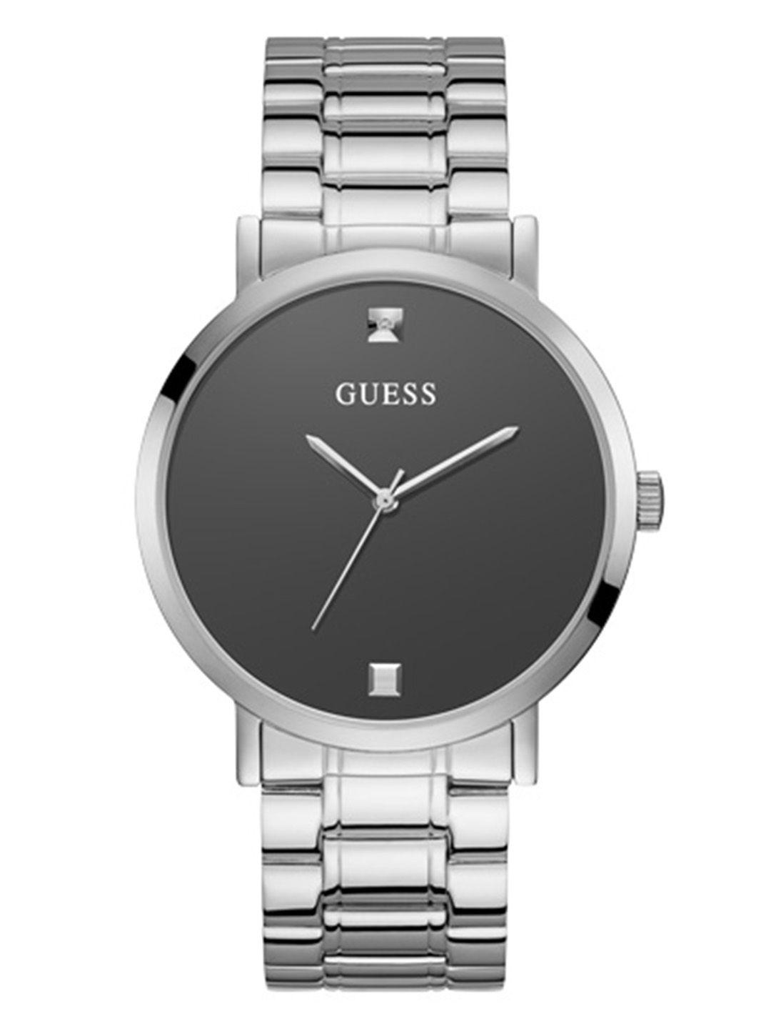 guess men charcoal grey diamond studded analogue watch w1315g1