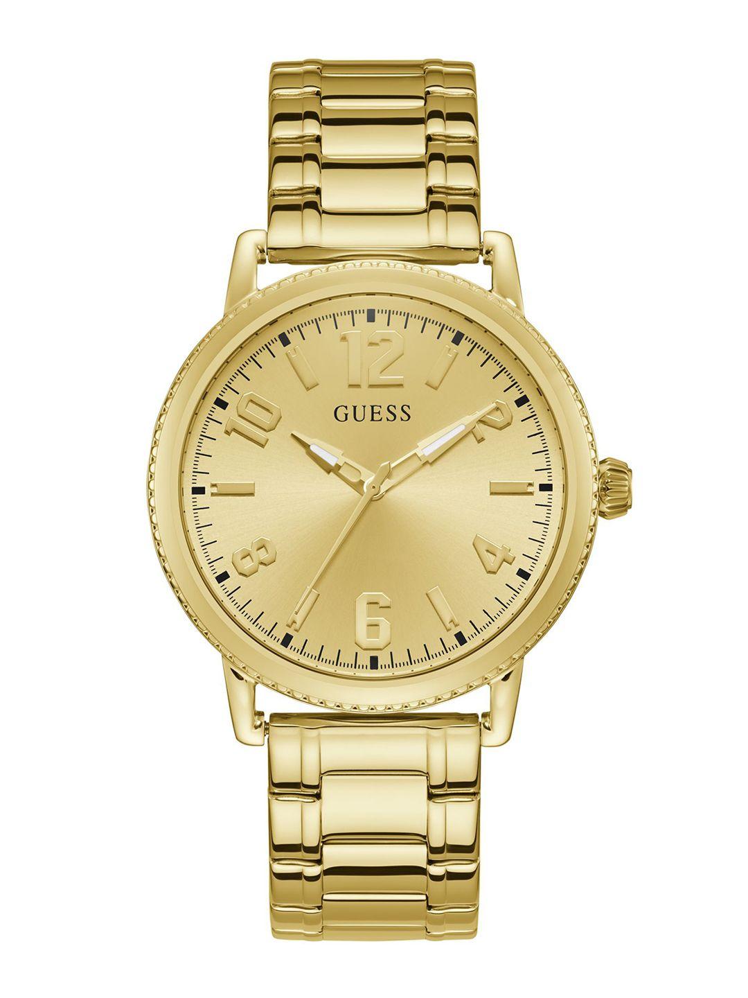 guess men dial & stainless steel bracelet style straps reset time analogue watch u1380g2m