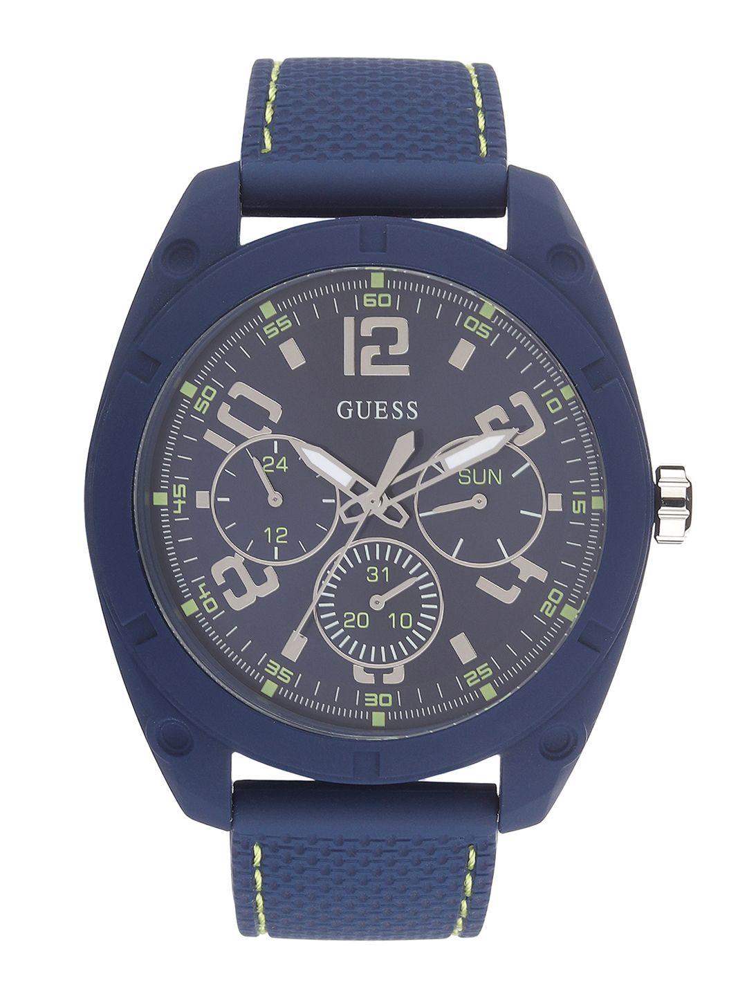 guess men navy blue analogue watch w1256g3