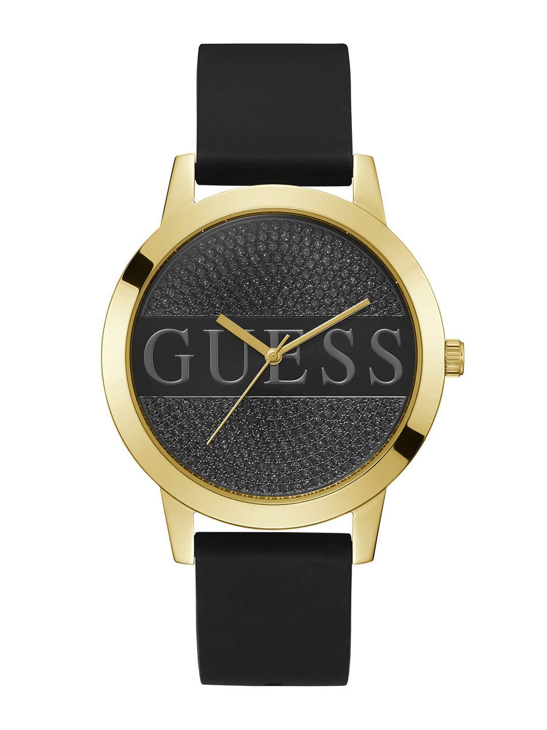 guess men textured dial & silicon straps analogue watch u1377g1m