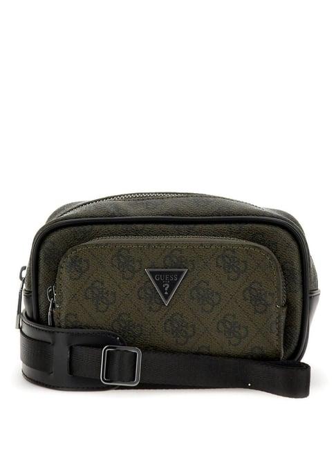 guess military green vezzola printed medium cross body bag