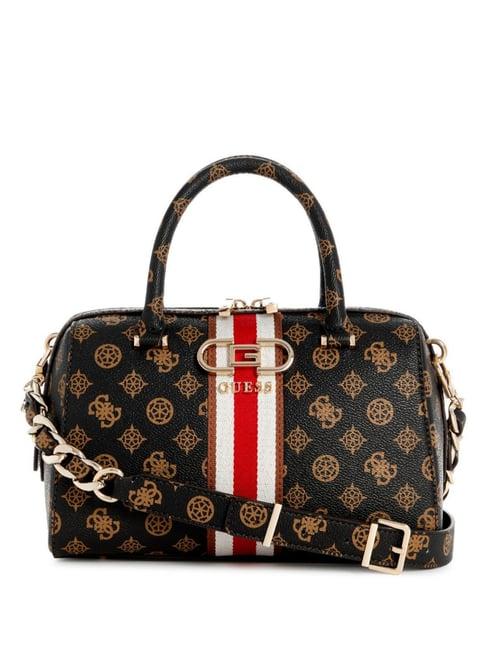 guess mocha nelka printed medium satchel