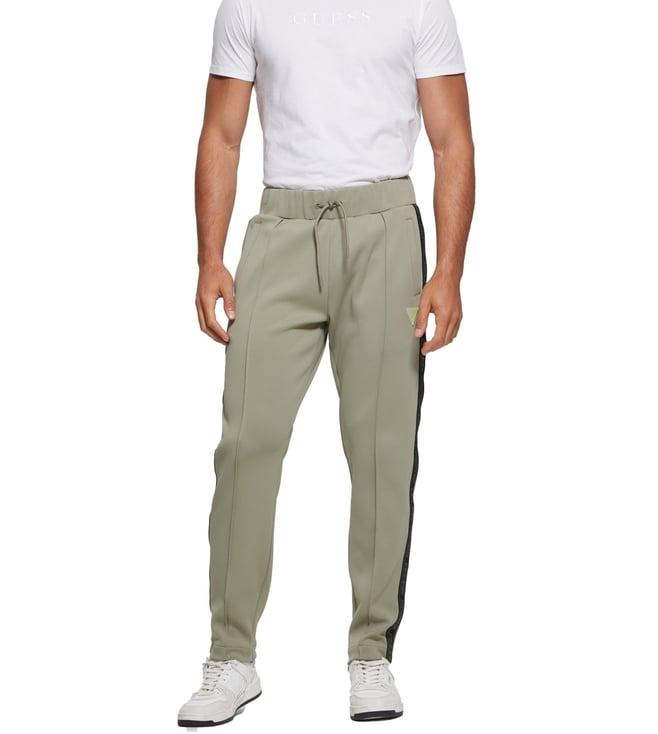 guess mossy green logo quincie relaxed fit trackpants