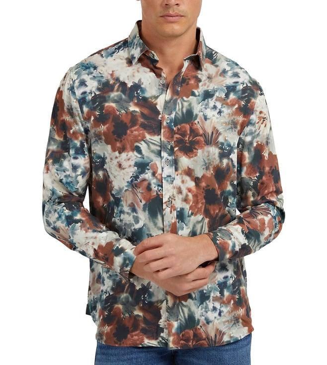 guess multicolor floral ls collins regular fit shirt