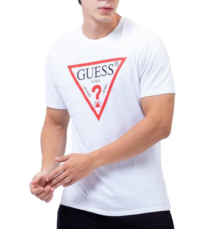 guess pure white logo bsc regular fit t-shirt