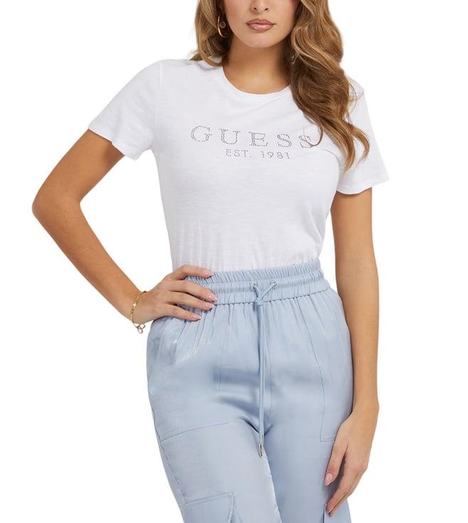 guess pure white logo regular fit t-shirt