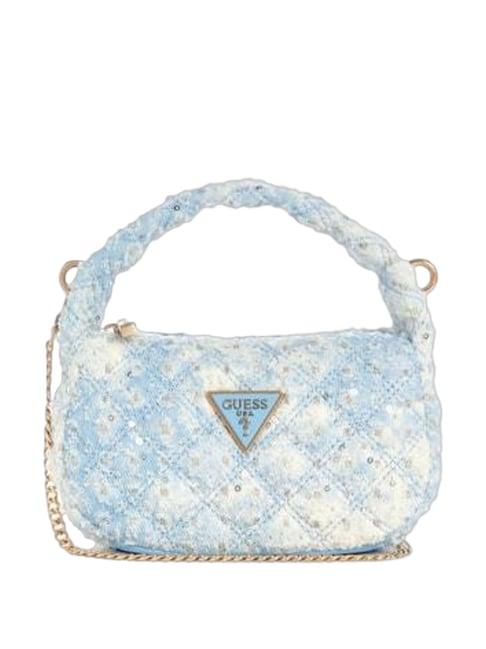guess sky blue rianee quilted mini shoulder bag